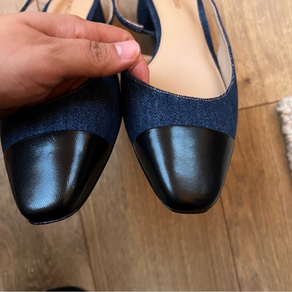 Veronica Beard Cecile Denim Cap-Toe Slingback - Picture 4 of 9